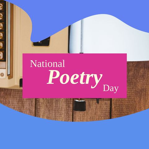 National poetry day celebration with vintage typewriter