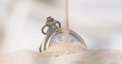 Vintage Pocket Watch Buried in Sand Representing the Passing Time - Download Free Stock Images Pikwizard.com