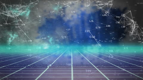 Futuristic Digital Network Interfaces over Abstract Clouds