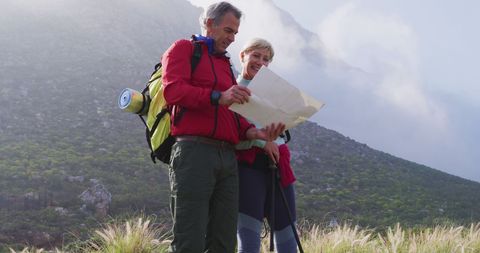 Senior Couple Hiking in Mountain Wilderness - Download Free Stock Images Pikwizard.com