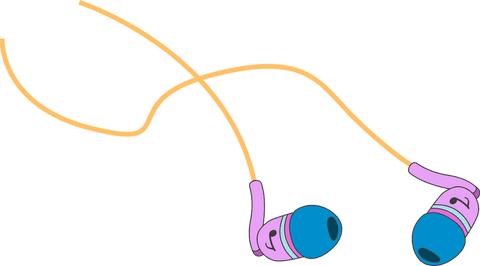 pink blue wired earbuds with yellow cables on transparent background - Download Free Stock Videos Pikwizard.com