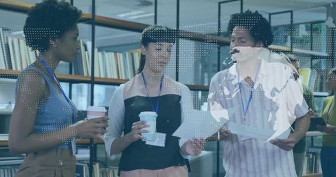 Professional Team Collaborating in Modern Office Library