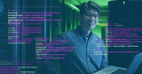 Cybersecurity Expert Programming Code in Server Room - Download Free Stock Images Pikwizard.com