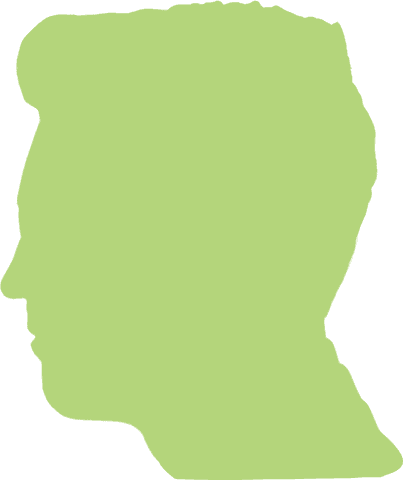Green Male Profile Silhouette on Transparent Background