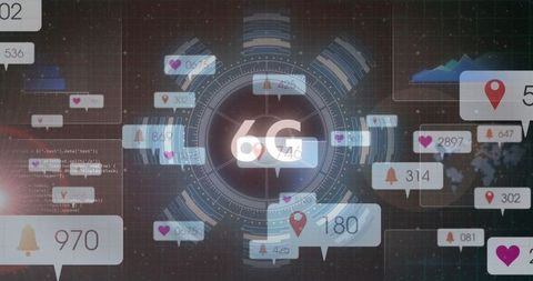 Futuristic 6G Network Interface with Social Media Data Visualizations - Download Free Stock Images Pikwizard.com