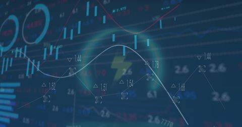 Neon Battery Icons Over Economic Data - Download Free Stock Images Pikwizard.com