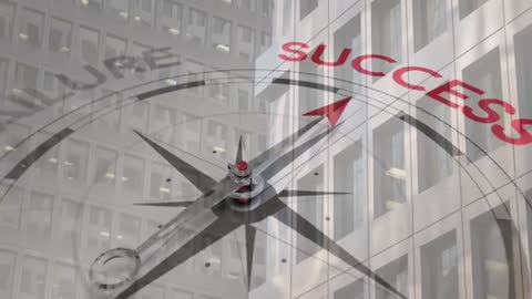 Compass Aiming Towards Success Amidst Modern Architecture