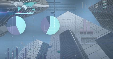 Digital Financial Data Analysis Overlay on Modern Cityscape - Download Free Stock Images Pikwizard.com