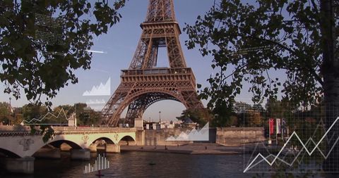 Data Analysis Overlaid on Eiffel Tower Paris Skyline - Download Free Stock Images Pikwizard.com