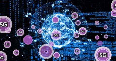 5G Network Globe Visualizing High-Speed Connectivity, Cyber Data Flow and IoT Pulse