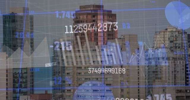 Cityscape With Financial Data Overlay Representing Modern Business - Download Free Stock Images Pikwizard.com