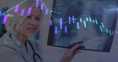 Doctor Analyzing Radiograph with Digital Data Overlay