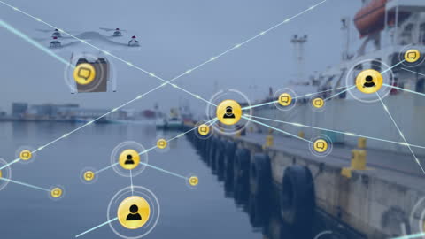 Drone Over Airport with Digital Connectivity Interface