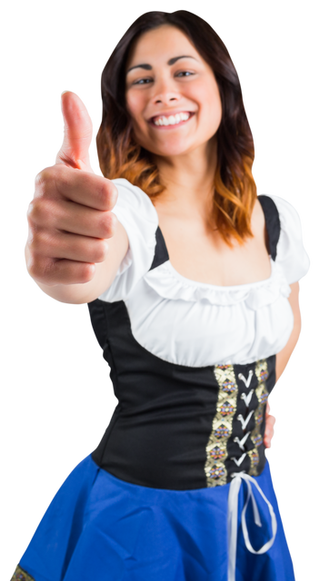 Smiling Woman in Traditional Oktoberfest Dress Giving Thumbs Up, Transparent Background - Download Free Stock Videos Pikwizard.com