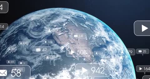 Digital Earth with Notifications Demonstrating Global Connectivity