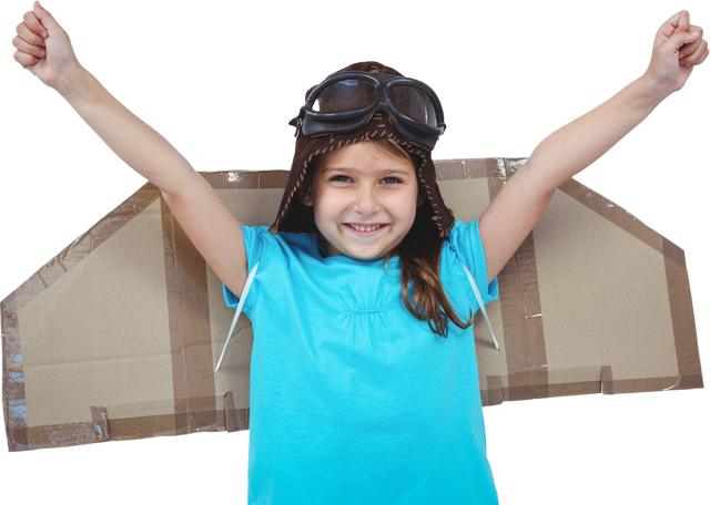 Smiling Girl with Cardboard Wings Pretending to be Pilot Isolated - Download Free Stock Videos Pikwizard.com