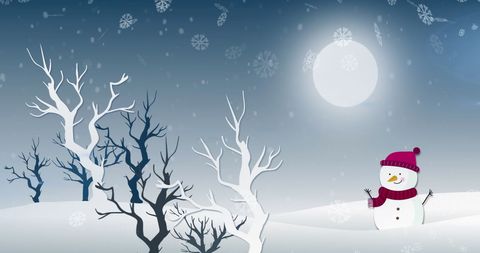 Festive Snowman in Winter Wonderland with Snowflakes - Download Free Stock Images Pikwizard.com
