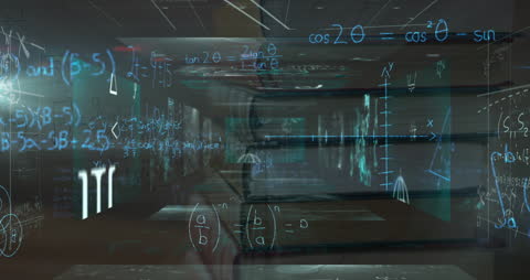Futuristic Mathematical Equations with Digital Interface