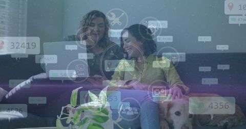 Friends Collaborating with Technology at Home