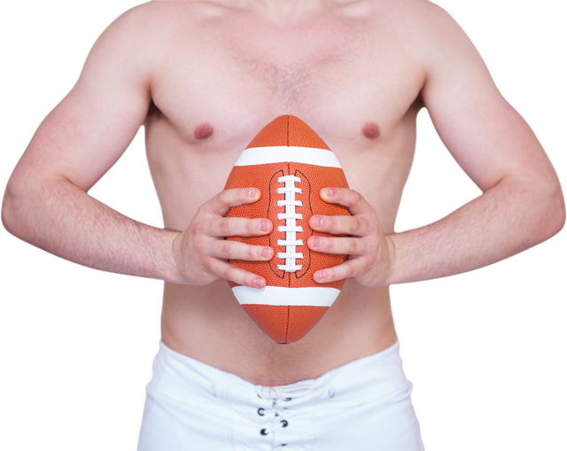 Shirtless American Football Player Holding Ball PNG Transparent Background - Download Free Stock Videos Pikwizard.com