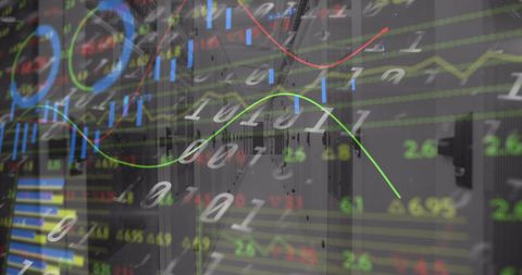 Digital Interface of Financial Data Overlays a Busy Server Room - Download Free Stock Images Pikwizard.com