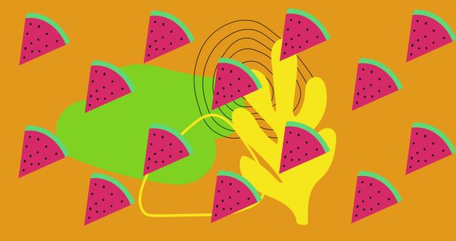 Vibrant Watermelon Slices in Abstract Pattern on Orange Background - Download Free Stock Images Pikwizard.com