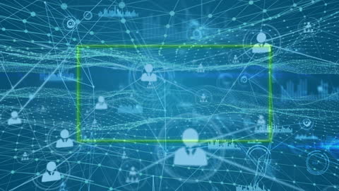 Dynamic Digital Network with Animated Connections and Icons