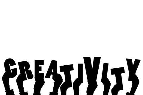 Transparent vector hands holding creativity message