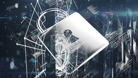 Digital Padlock and Data Connections Representing Internet Security