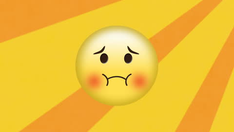 Embarrassed Emoji over Dynamic Yellow Background
