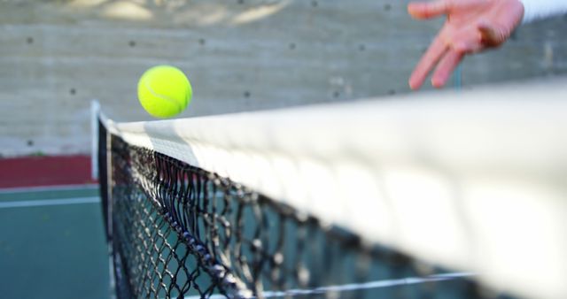 Close-up Tennis Ball Bouncing Over Net During Daytime Match - Download Free Stock Images Pikwizard.com