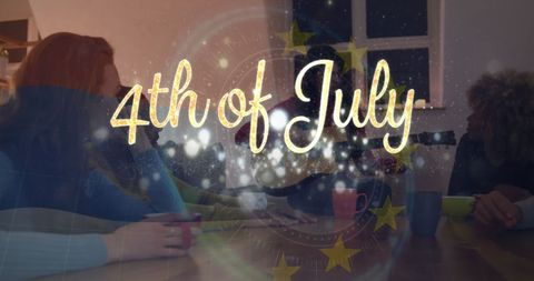 4th of July Celebration with Diverse Friends and Sparkling Lights - Download Free Stock Images Pikwizard.com