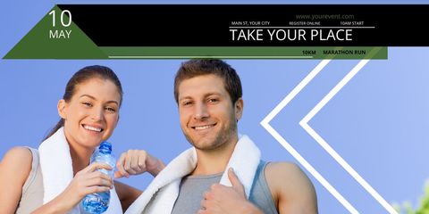 Smiling couple promoting marathon participation