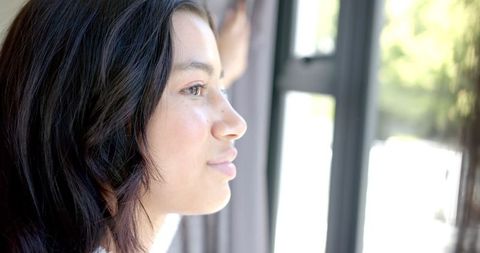 Teenager Opening Curtains, Sunlight Brightens Home Interior - Download Free Stock Images Pikwizard.com