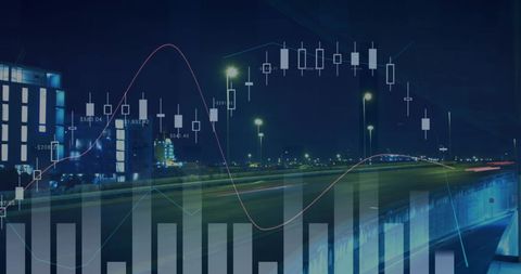 Futuristic City Skyline with Digital Financial Graphs at Night - Download Free Stock Images Pikwizard.com