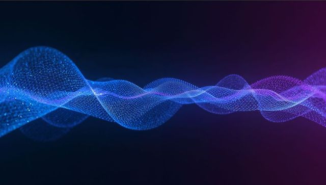 Futuristic Glowing Mesh Wave in Digital Space