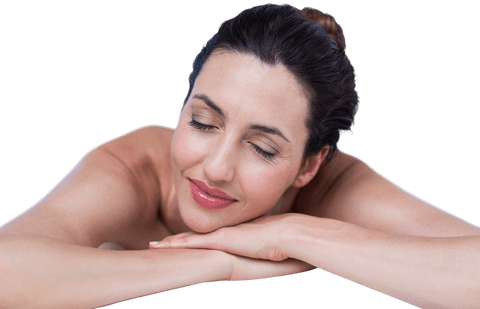 Transparent Woman Enjoying Spa Treatment with Relaxed Expressions