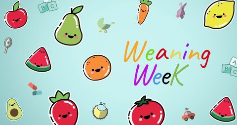Playful Cartoon Fruits and Vegetables Promoting Weaning Week