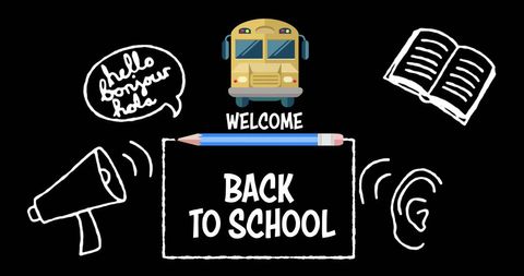 Welcome to School Chalkboard Design with Educational Icons