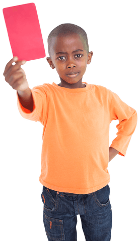 Cute Boy Holding Red Card on Transparent Background - Download Free Stock Videos Pikwizard.com