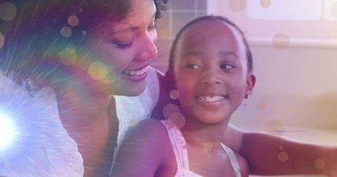 Joyful Family Cooking with Ethereal Light Effects