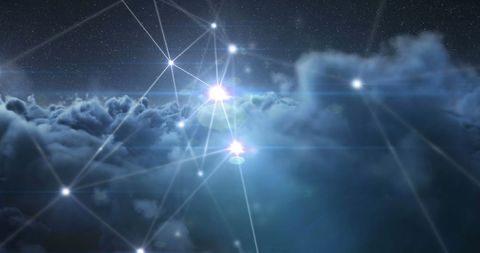 Interconnected Network Over Mystical Night Clouds - Download Free Stock Images Pikwizard.com