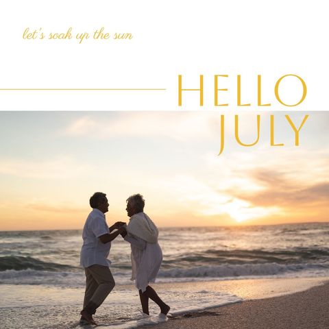 Senior Couple Dancing on Beach at Sunset in July - Download Free Stock Templates Pikwizard.com