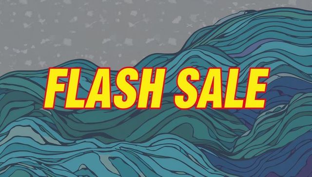 Bold flash sale announcement on energetic abstract background