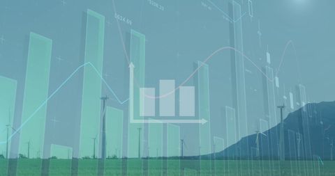 Multiple Exposure of Financial Graphs and Wind Turbines in Field
