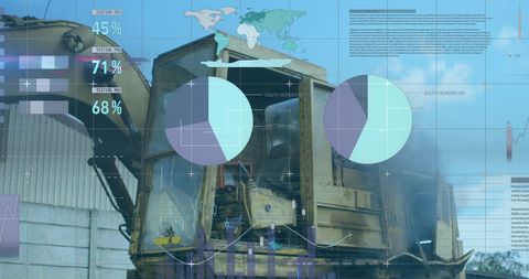 Financial analytics overlay on industrial excavator