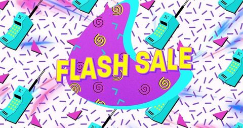 Retro Flash Sale Banner with Bold Colors and Patterns