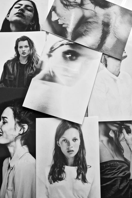 A set of black and white portraits featuring women displaying various expressions, from serious to smiling. Ideal for use in art projects, fashion magazines, photography exhibitions, and advertising campaigns. This collection captures raw emotions and diverse clothing styles, suitable for conveying depth, emotion, and style in visual storytelling.