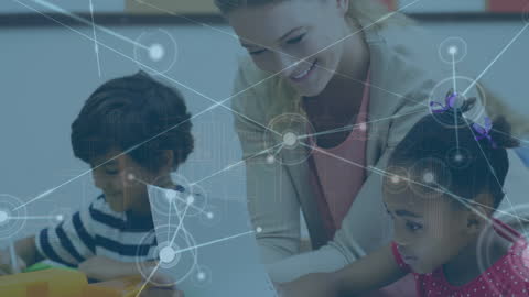 Teacher Engaging with Diverse Students and Digital Technology Connections