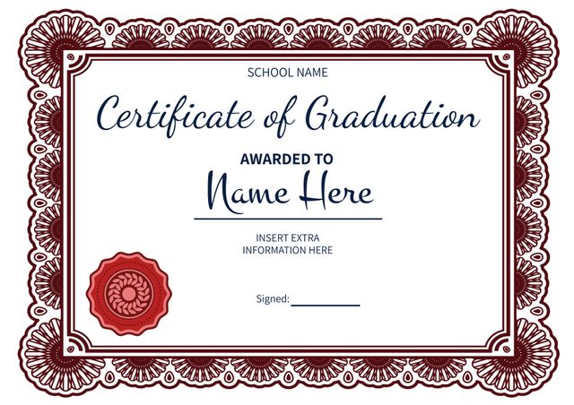 Elegant Graduation Certificate Template with Classic Design for Academic Success - Download Free Stock Templates Pikwizard.com